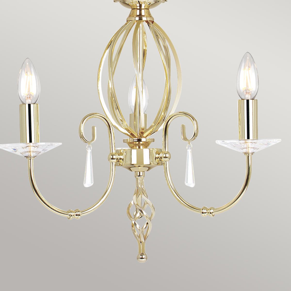 Aegean 3-Light Classic Vintage Chandelier in Polished Brass