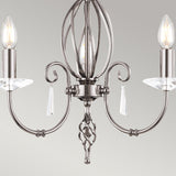 Aegean 3 Light Vintage Antique Chandelier in Polished Nickel Finish