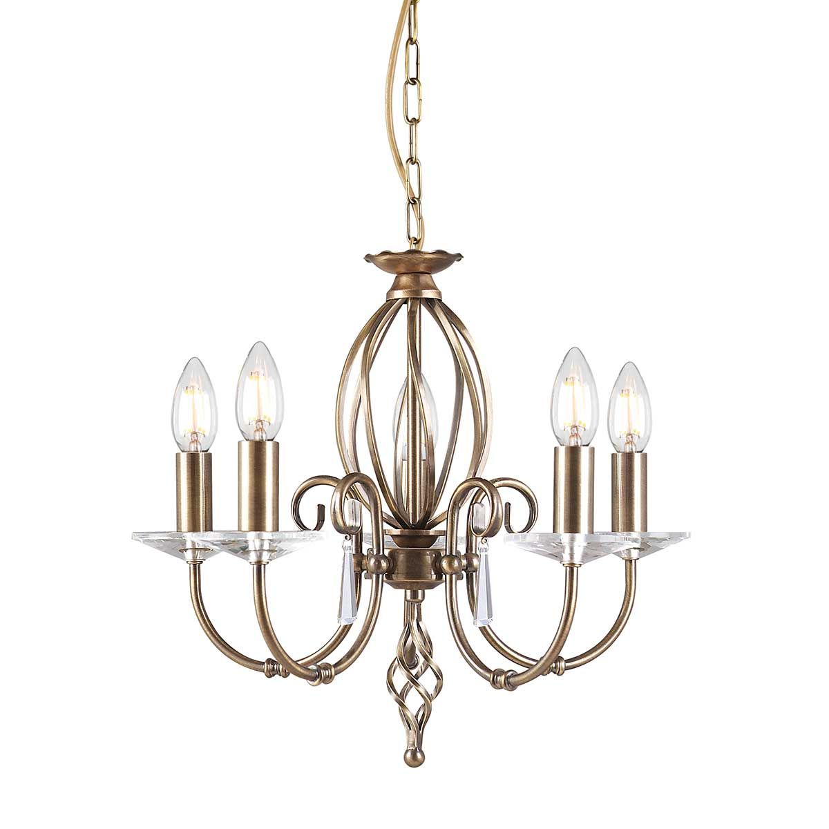 Timeless Aegean 5-Light Antique Chandelier in Aged Brass Finish