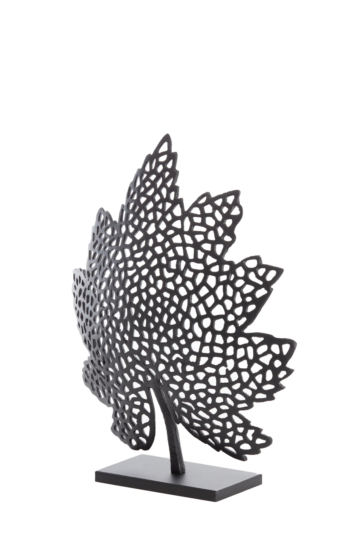 Black Leaf Ornament on Stand 36x10x41 cm