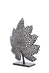 Black Leaf Ornament on Stand 36x10x41 cm