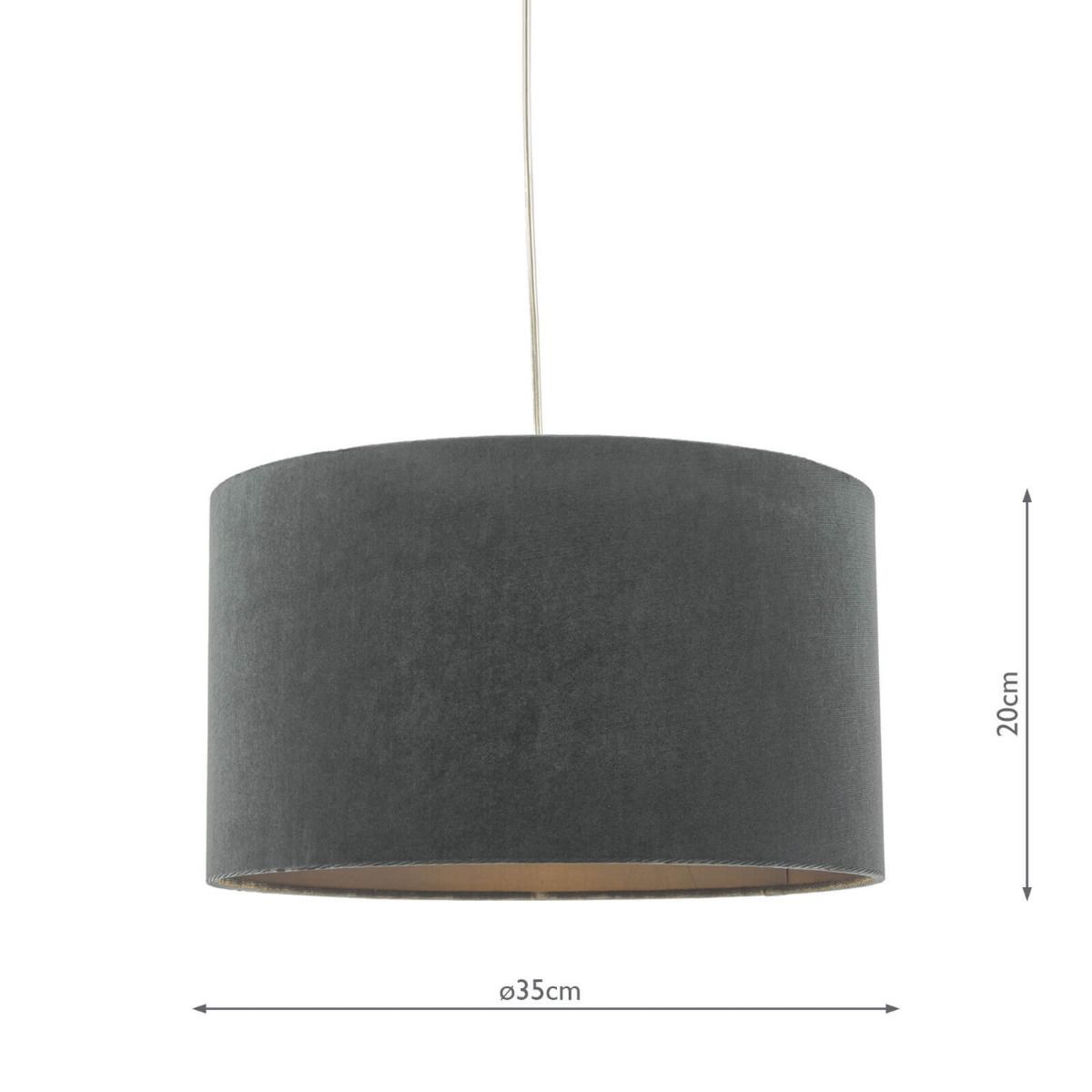 Akavia Grey Velvet Drum Shade 35cm 35cm