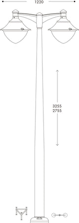 Vivi 400 Akille 3000 MidiPilar 2L 2x30W E27 HighPower LED 4000K Assembled, Modern Post Lantern, Black/Clear