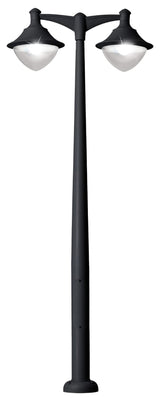 Vivi 400 Akille 3000 MidiPilar 2L 2x30W E27 HighPower LED 4000K Assembled, Modern Post Lantern, Black/Clear