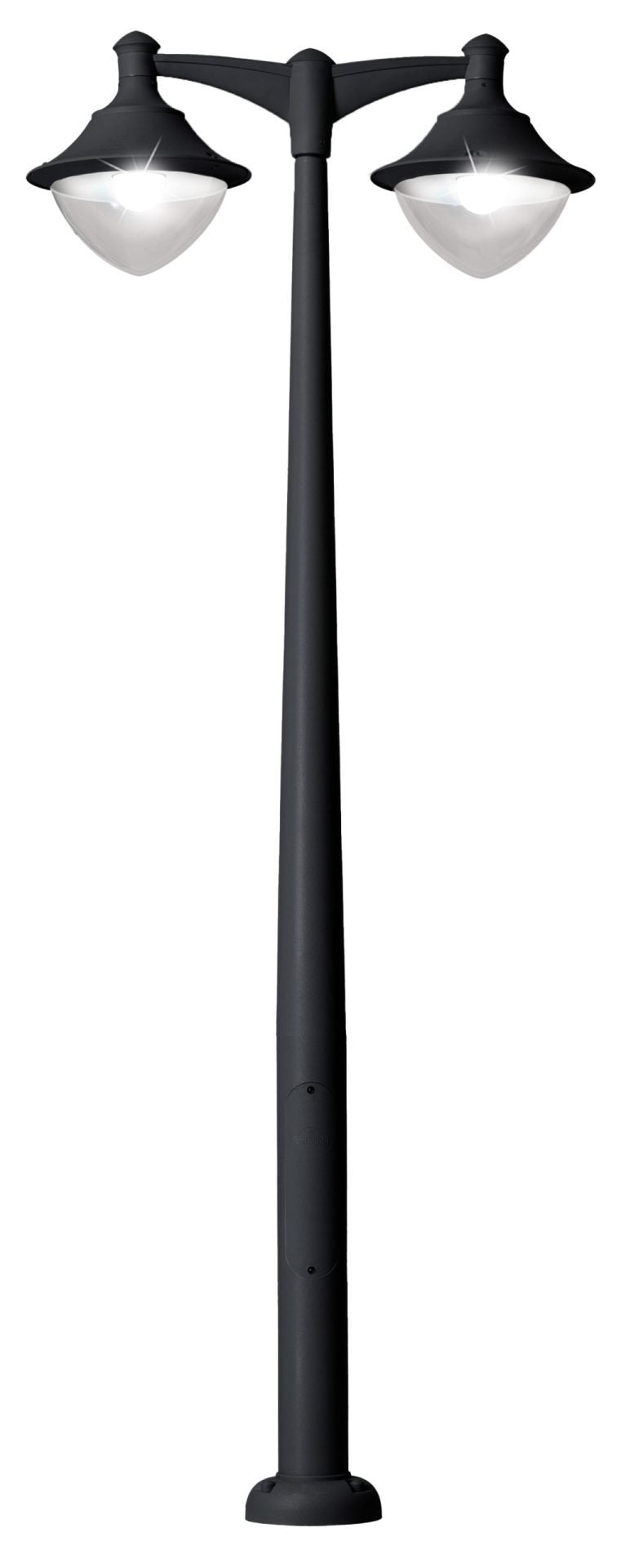 Vivi 400 Akille 3500 MidiPilar 2L 2x50W E27 HighPower LED 4000K Assembled, Modern Post Lantern, Black/Clear