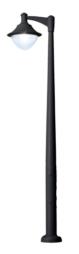 Vivi 400 Akille 3500 MidiPilar 1L 30W E27 HighPower LED 4000K Assembled, Modern Post Lantern, Black/Clear