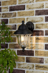 Aldgate Outdoor Wall Light Black/Gold Glass IP44