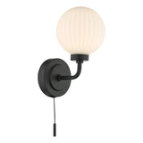 Alrik Bathroom Wall Light Matt Black Opal Glass IP44