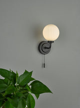 Alrik Bathroom Wall Light Matt Black Opal Glass IP44