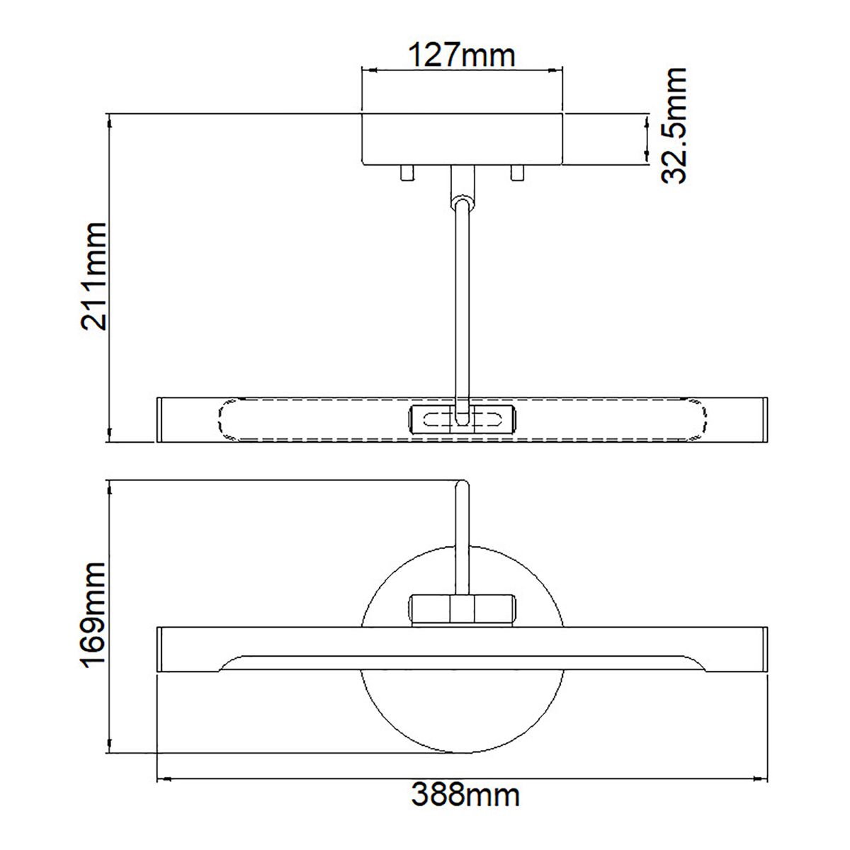 Sleek Black Alton LED Picture Light, 38cm