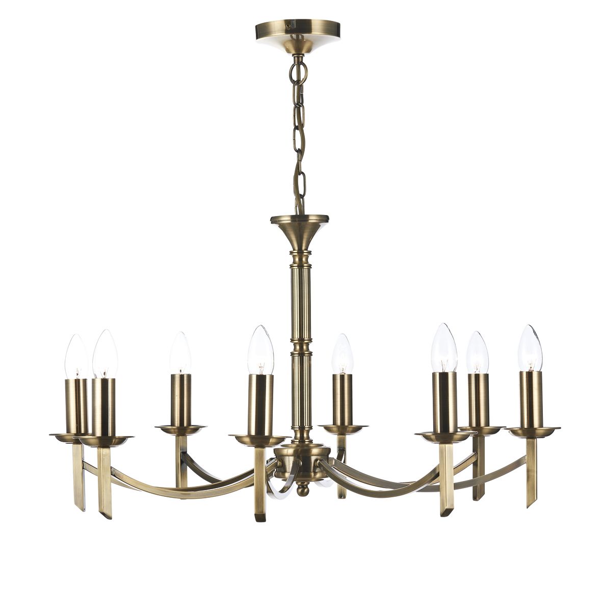 Ambassador 8 Light Armed Pendant Antique Brass Fitting Only