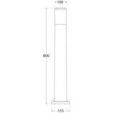 Amelia 800 8.5W E27 LED CCT, Bollard, Grey/Opal