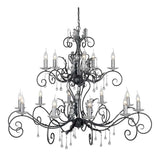 Black and Silver 15 Light Amarilli Chandelier with Glass Accents