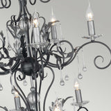 Black and Silver 15 Light Amarilli Chandelier with Glass Accents
