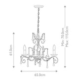 Amarilli Black and Silver Vintage Gothic 3-Light Chandelier