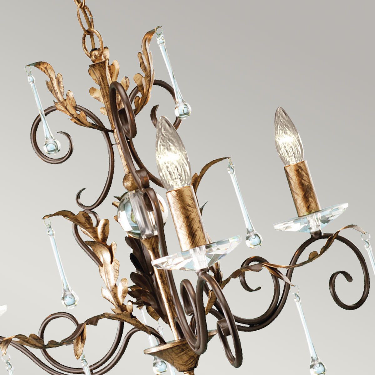 Bronze and Gold Gothic Elegance: Amarilli 3-Light Antique Chandelier