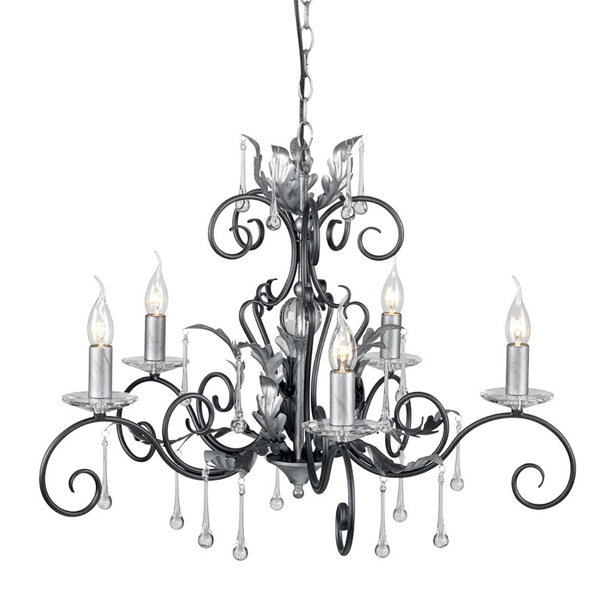 Amarilli Vintage Gothic Elegance 5 Light Chandelier in Black and Silver