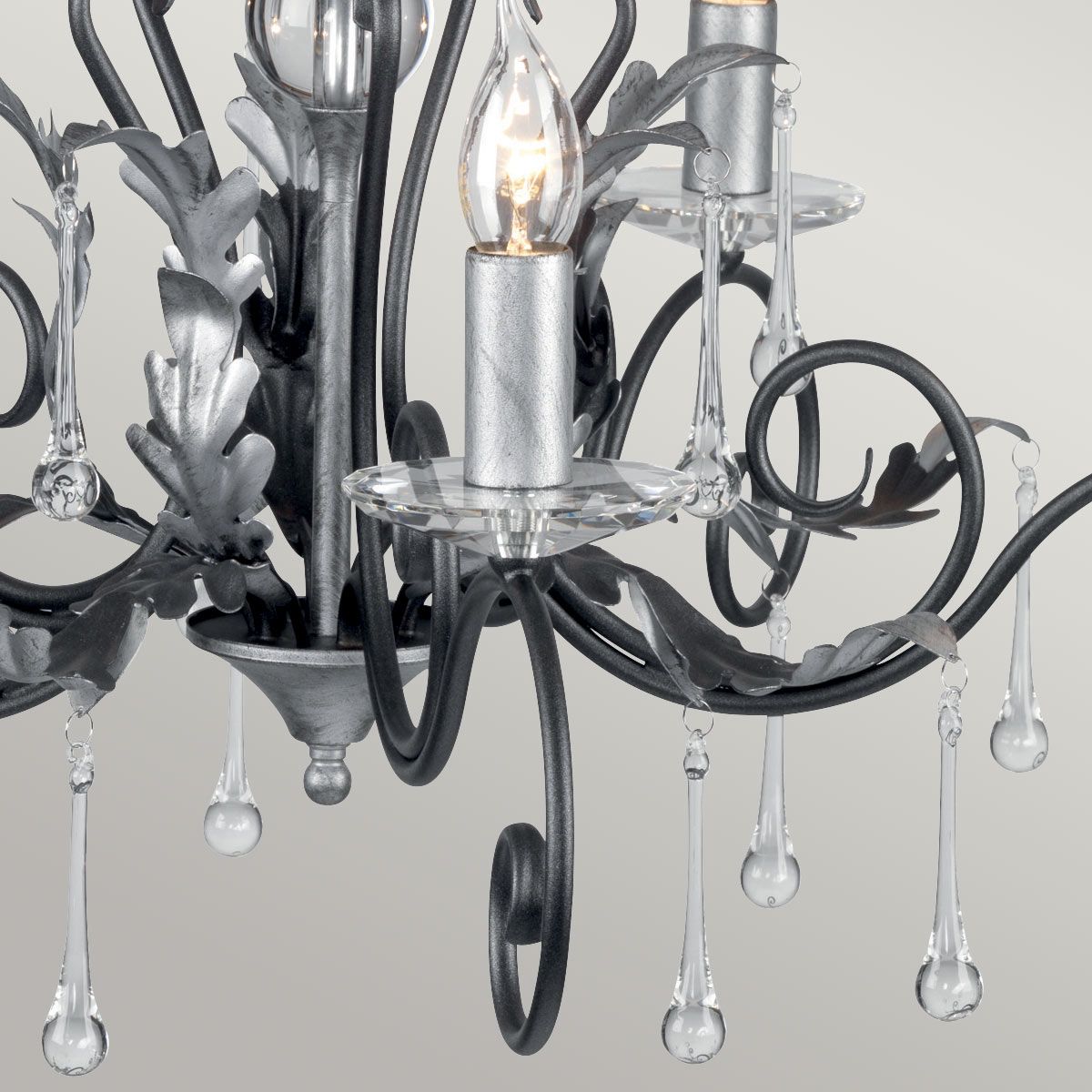 Amarilli Vintage Gothic Elegance 5 Light Chandelier in Black and Silver