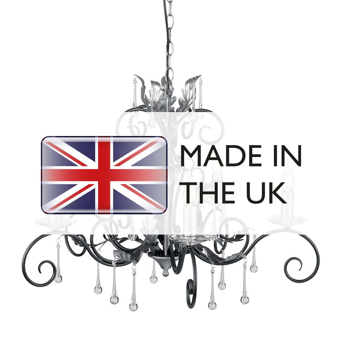 Amarilli Vintage Gothic Elegance 5 Light Chandelier in Black and Silver