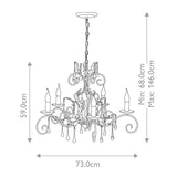 Amarilli Vintage Gothic Elegance 5 Light Chandelier in Black and Silver