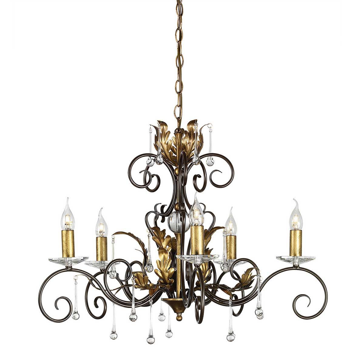 Amarilli Gothic Elegance Bronze and Gold 5 Light Chandelier