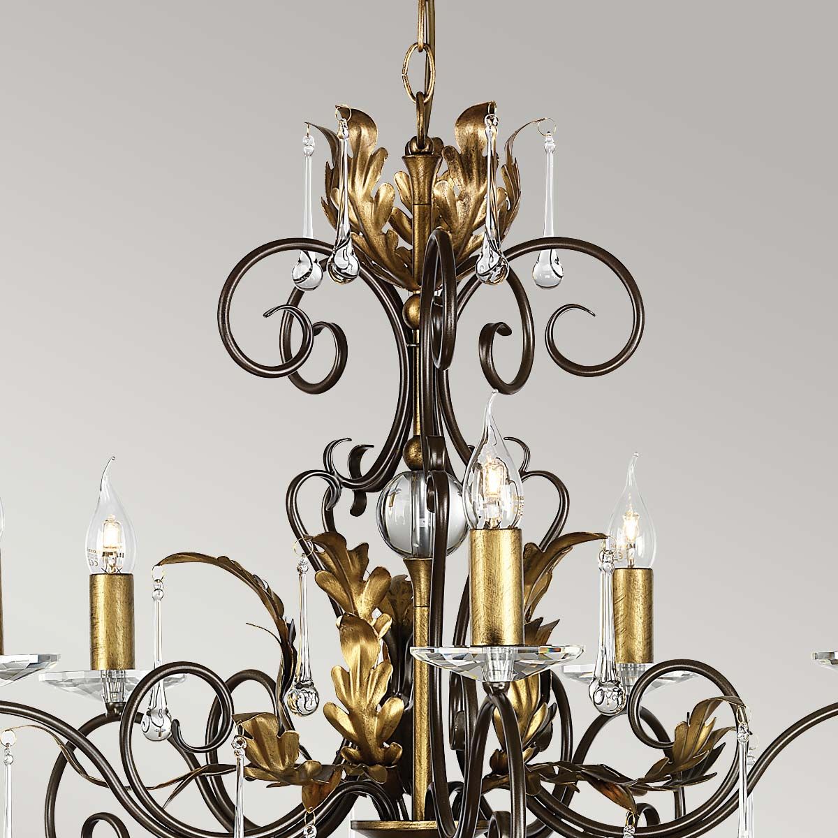 Amarilli Gothic Elegance Bronze and Gold 5 Light Chandelier