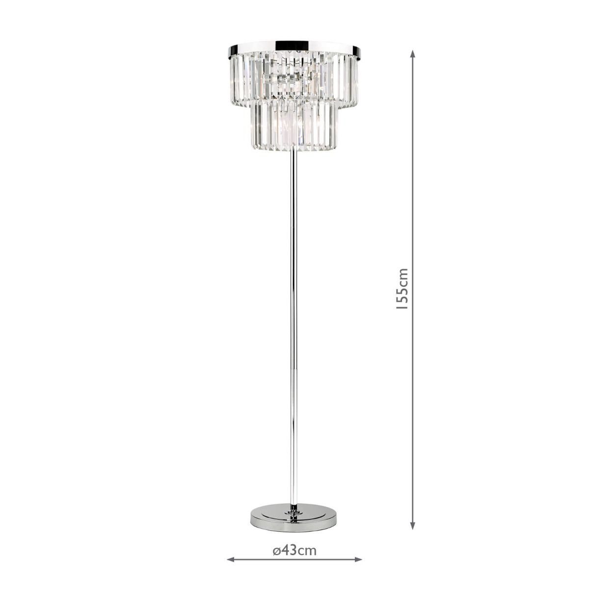 Angel 6 Light Floor Lamp Crystal and Polished Chrome