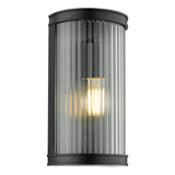 Anund Bathroom Wall Light Matt Black Ribbed Glass IP44