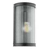 Anund Bathroom Wall Light Matt Black Ribbed Glass IP44