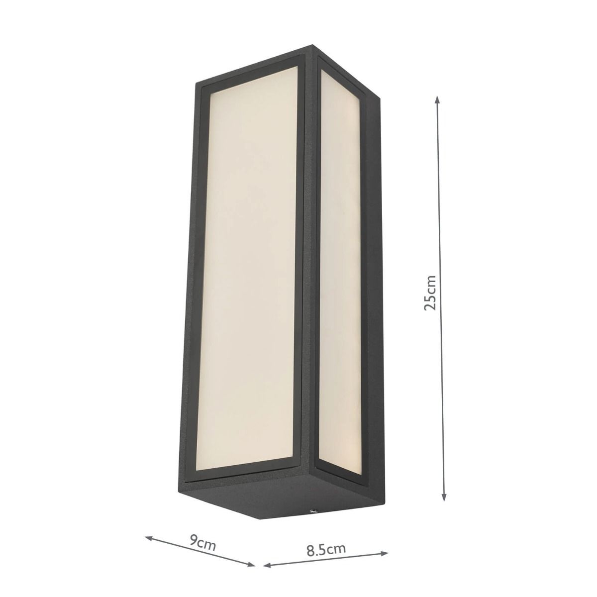 Arham Outdoor Wall Light Matt Grey Frosted Glass IP65 LED