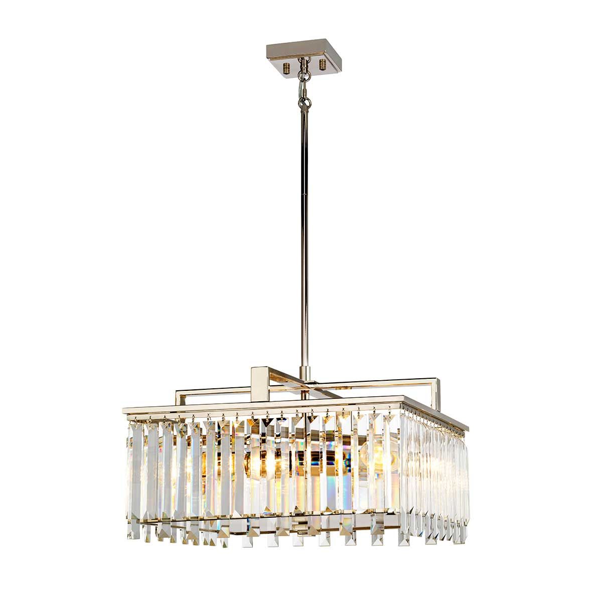 Aries Large 4-Light Chandelier with Polished Nickel and Crystal Accents