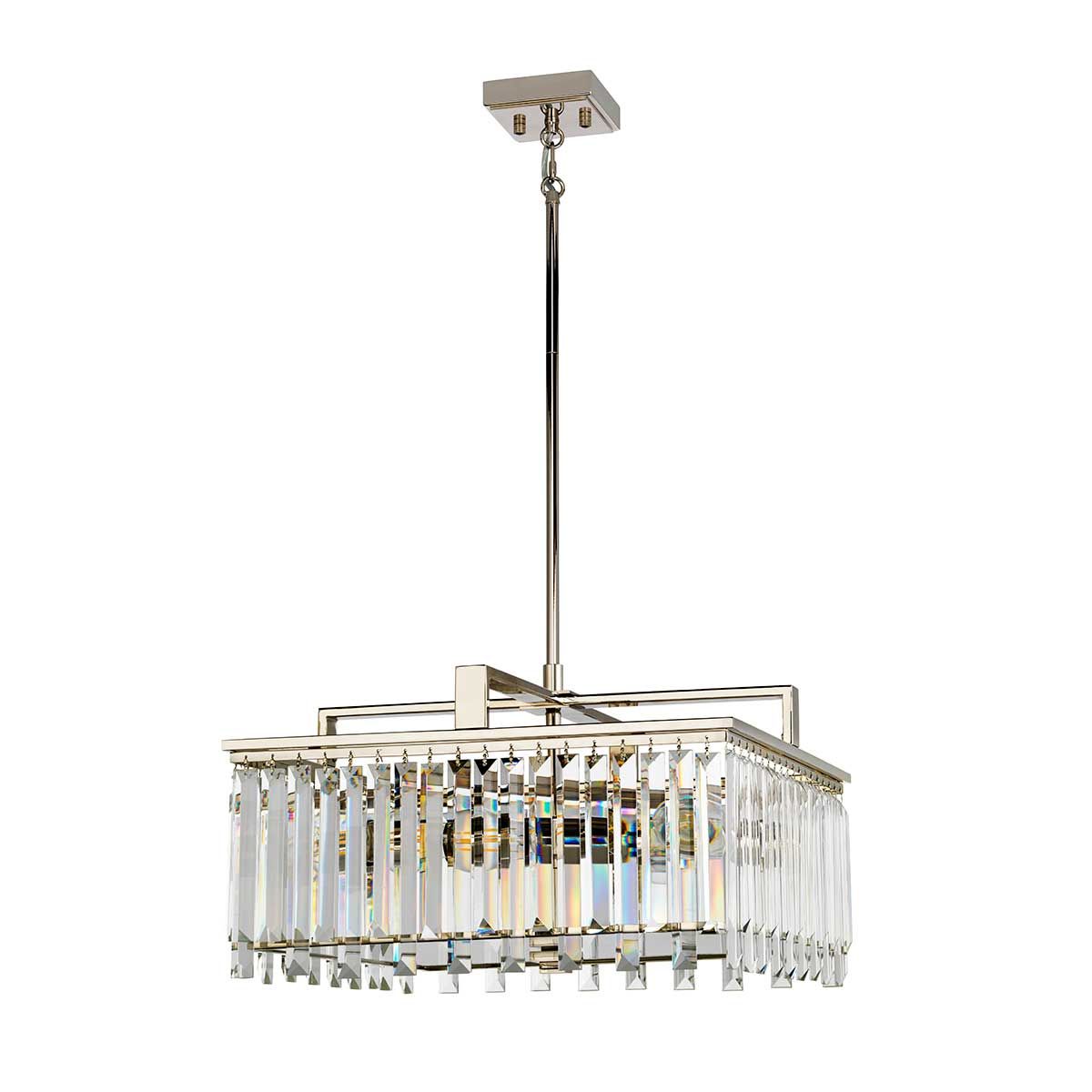 Aries Large 4-Light Chandelier with Polished Nickel and Crystal Accents