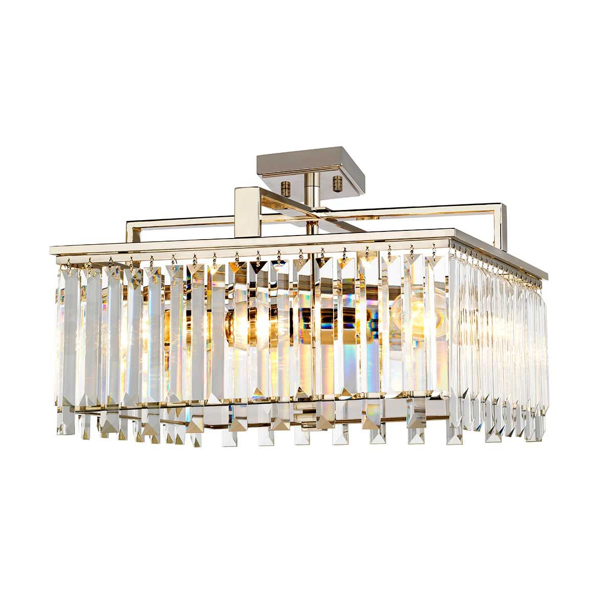 Aries Large 4-Light Chandelier with Polished Nickel and Crystal Accents