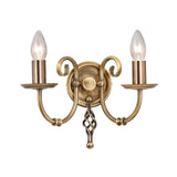 Elegant Double Light Wall Sconce in Aged Brass Finish