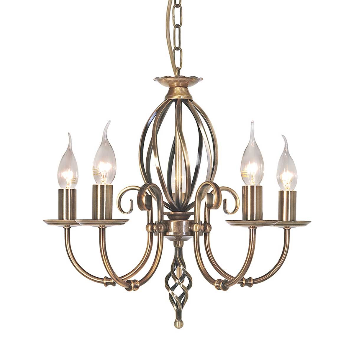 Elegant Artisan 5-Light Ceiling Chandelier in Aged Brass Finish