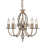 Elegant Artisan 5-Light Ceiling Chandelier in Aged Brass Finish