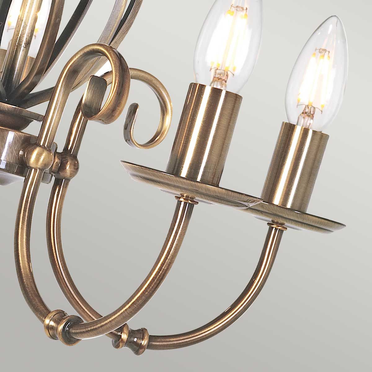 Elegant Artisan 5-Light Ceiling Chandelier in Aged Brass Finish