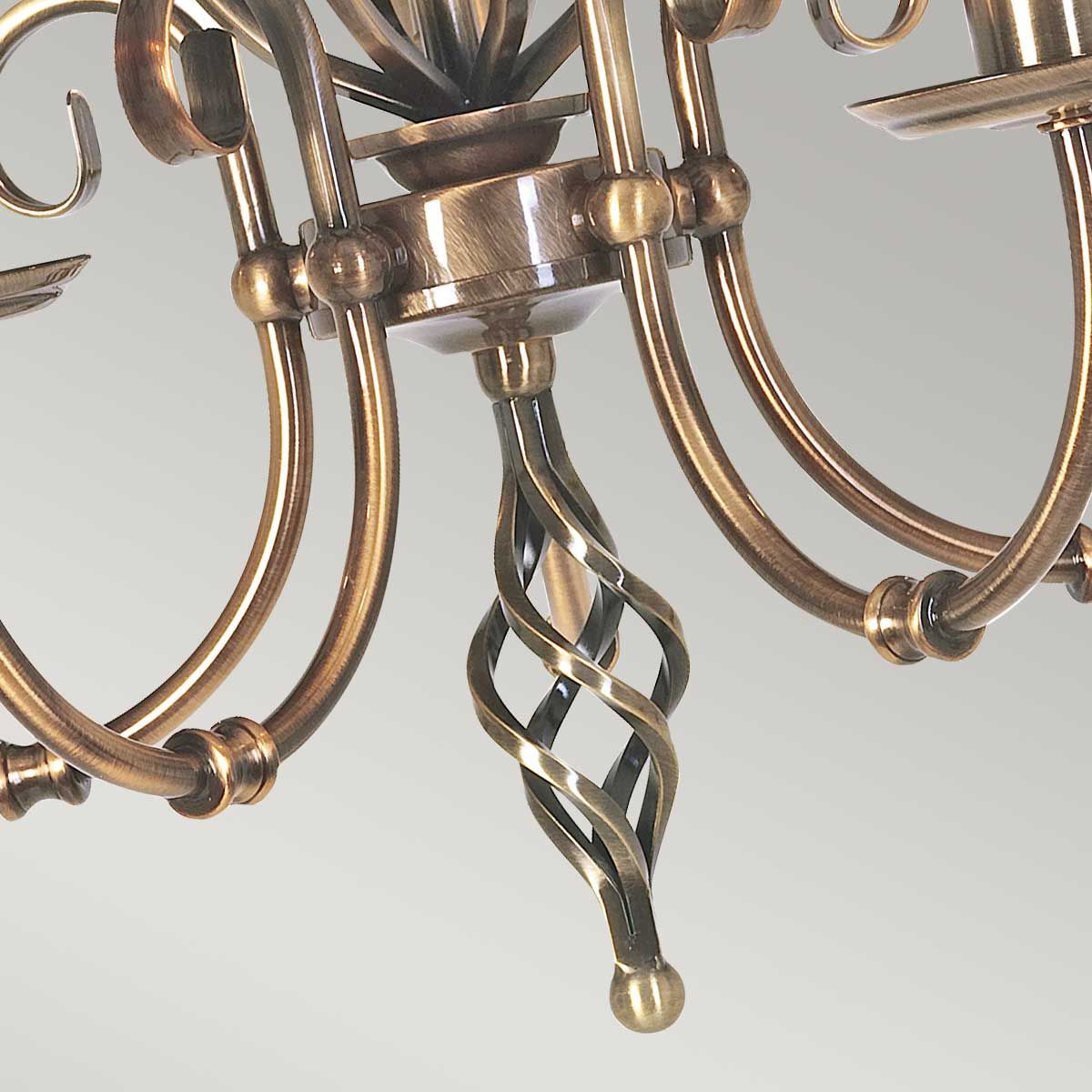 Elegant Artisan 5-Light Ceiling Chandelier in Aged Brass Finish