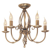 Elegant Artisan 5-Light Ceiling Chandelier in Aged Brass Finish