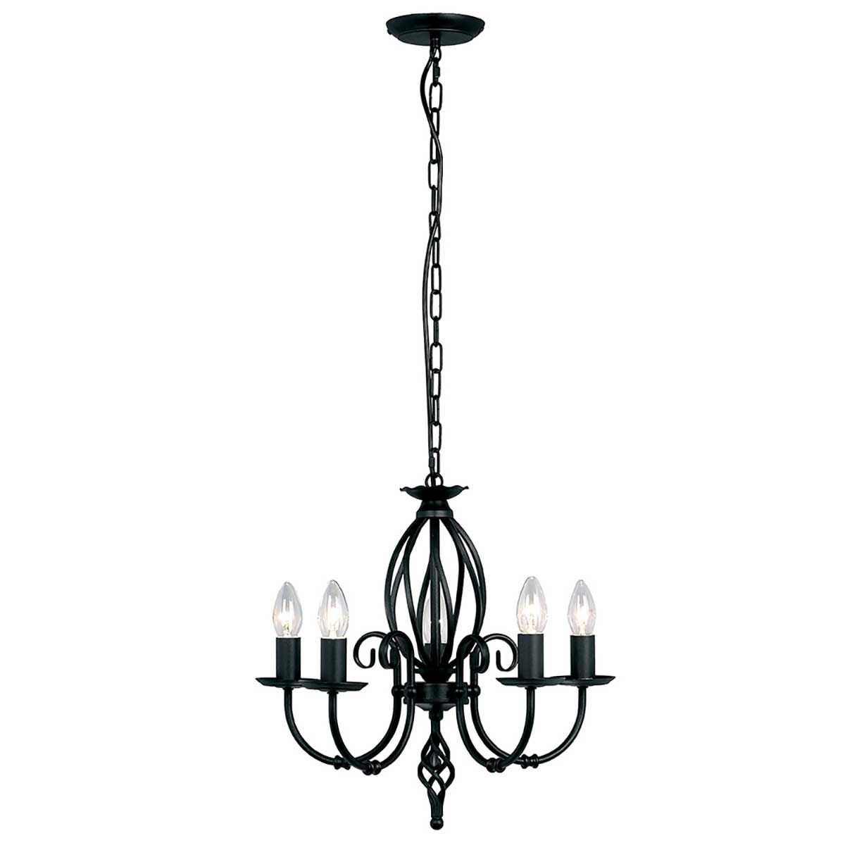 Classic Elegance 5 Light Black Steel Chandelier