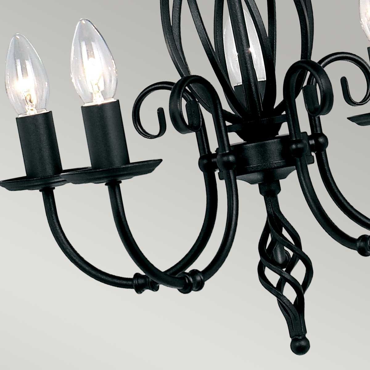 Classic Elegance 5 Light Black Steel Chandelier