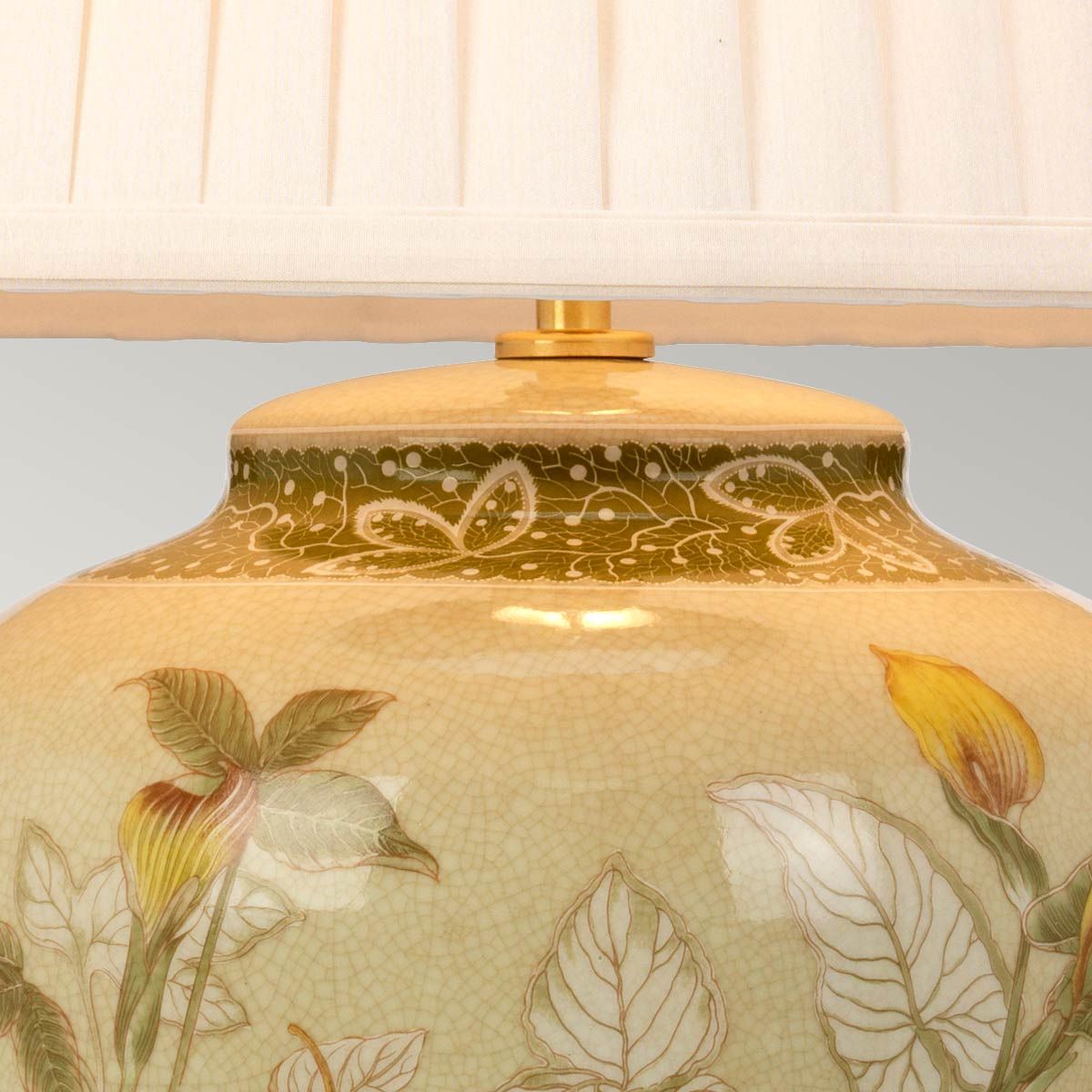 Elegant Arum Lily Porcelain Table Lamp with Pleated Shade