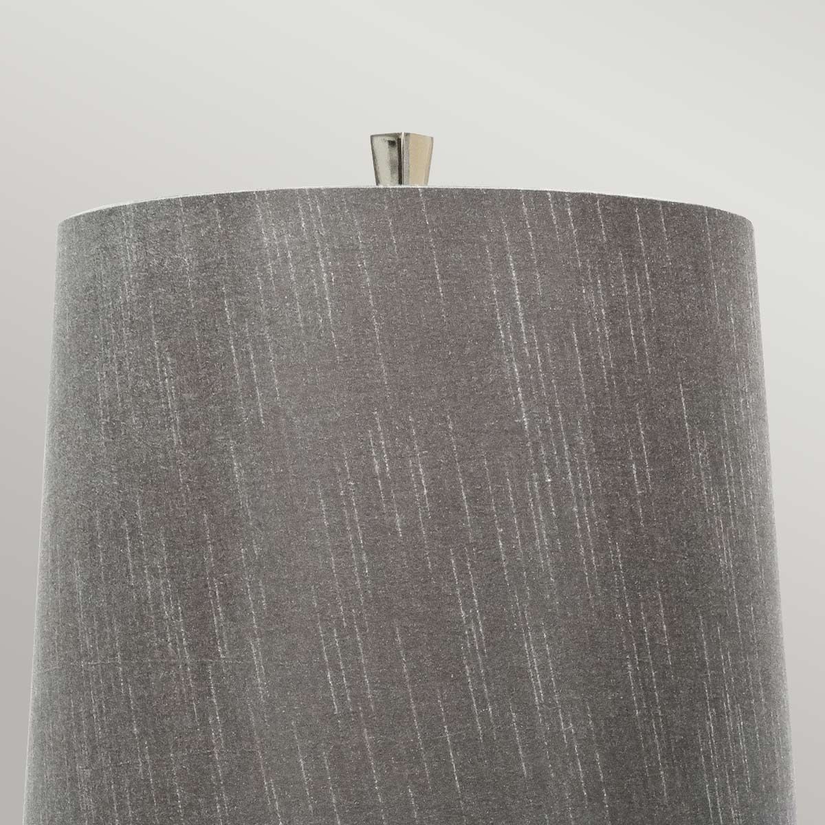 Polished Nickel Tapered Table Lamp with Dark Grey Silk Shade