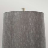 Polished Nickel Tapered Table Lamp with Dark Grey Silk Shade