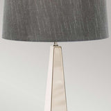 Polished Nickel Tapered Table Lamp with Dark Grey Silk Shade