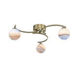 Atiya 3 Light Semi Flush Antique Brass With Planet Style Glass