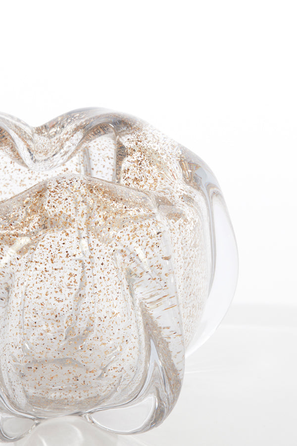 Murela Clear Glass Vase with Shimmering Sand Detail, 21x16 cm