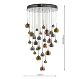 Aurelia 30lt Cluster Pendant Black Chrome & Copper/Bronze Glass 3M Drop