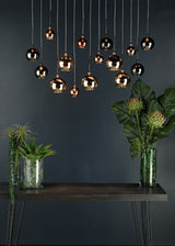 Aurelia 15 Light Bar Pendant Black Chrome & Copper/Bronze Glass