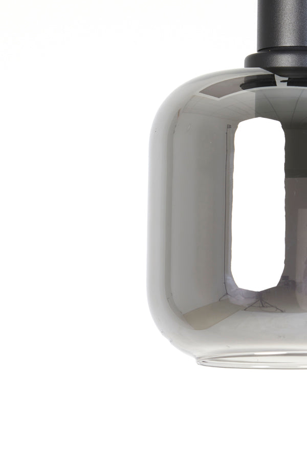 Modern Pendant Light with Black and Smoked Glass Design (Ø21x37 cm)